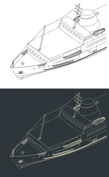 모델화 삽화의 여객선의 — 스톡 벡터