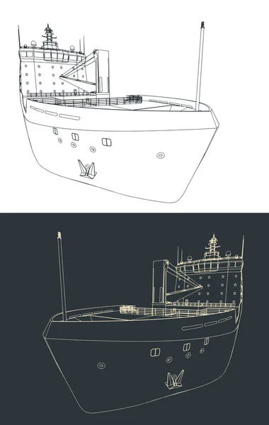 大規模な研究と探検船の様式化されたベクトル図 — ストックベクタ
