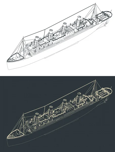 Titanik Izometrik Planının Stilize Edilmiş Vektör Çizimi — Stok Vektör