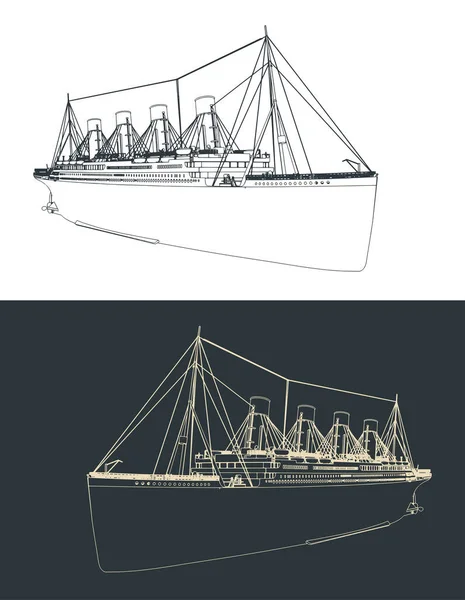 Stilisierte Vektorillustration Von Skizzen Der Titanic — Stockvektor