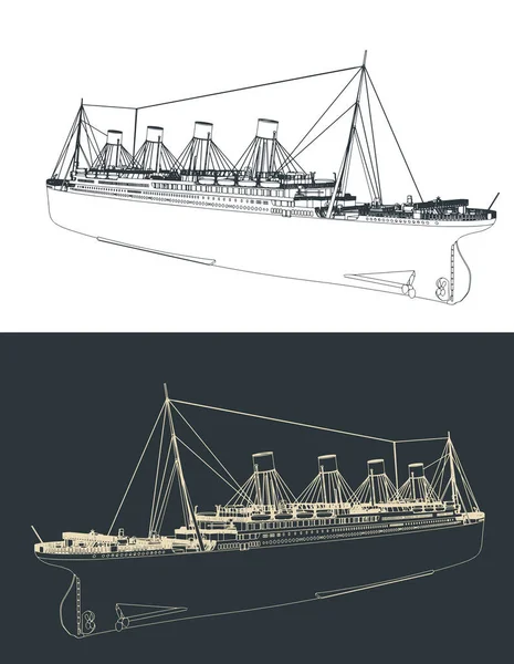 Ilustración Vectorial Estilizada Bocetos Del Titanic — Vector de stock