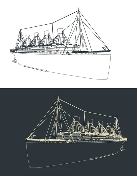 Stilisierte Vektorillustration Von Skizzen Der Titanic Stockillustration