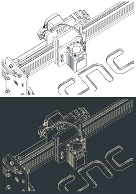 CNC yönlendiricisinin biçimlendirilmiş vektör çizimi