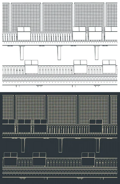 Ilustraciones Vectoriales Estilizadas Líneas Transportadoras Automatizadas Para Almacenes — Vector de stock