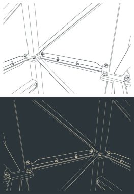 Çelik metal yapısının biçimlendirilmiş vektör çizimleri