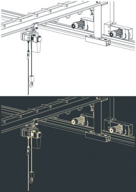 Duvar gezintisi vincinin biçimlendirilmiş çizimleri