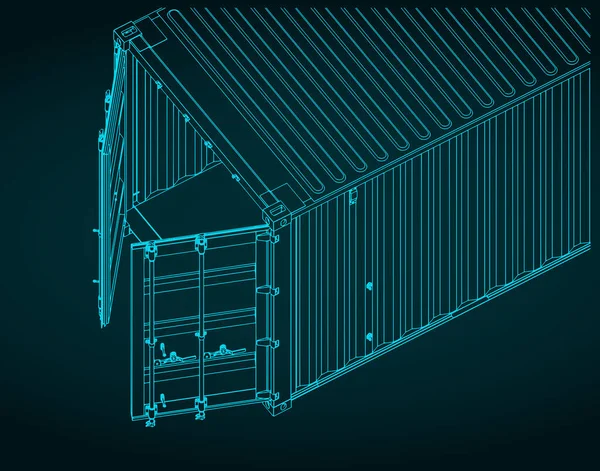Illustrazione Stilizzata Dei Vettori Del Progetto Isometrico Del Container Carico — Vettoriale Stock