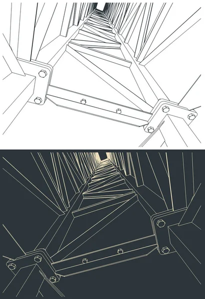 Stilisierte Vektorillustrationen Der Stahlrahmenstruktur Nahaufnahme — Stockvektor