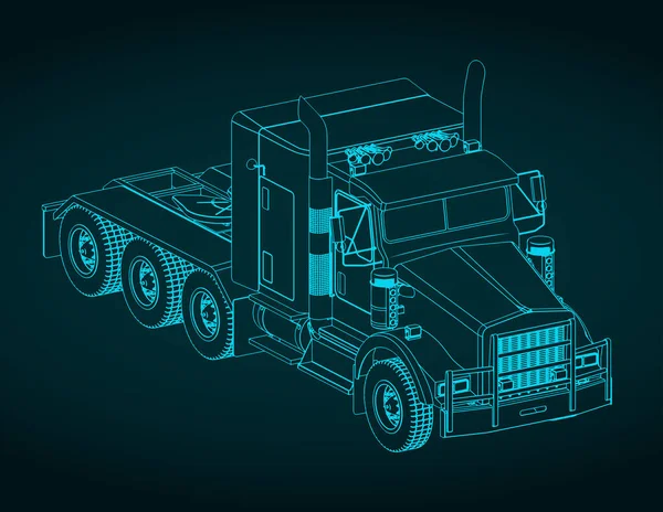 Ilustração Vetorial Estilizada Modelo Isométrico Trator Caminhão — Vetor de Stock