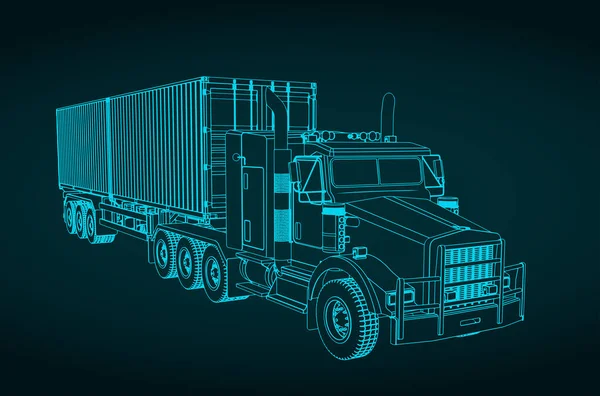 Стилізована Векторна Ілюстрація Контейнера Тракторної Вантажівки Векторна Графіка