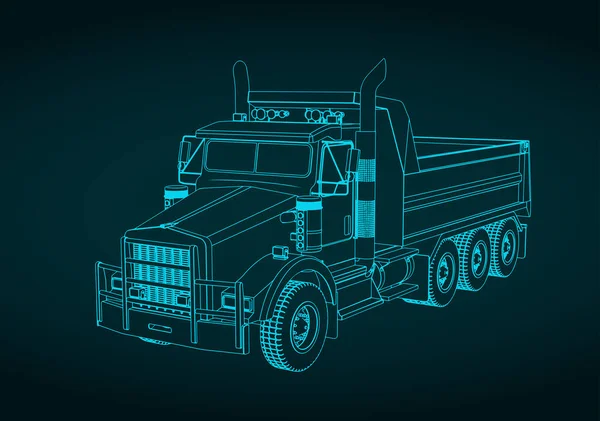 Ilustração Vetorial Estilizada Modelo Caminhão Basculante — Vetor de Stock