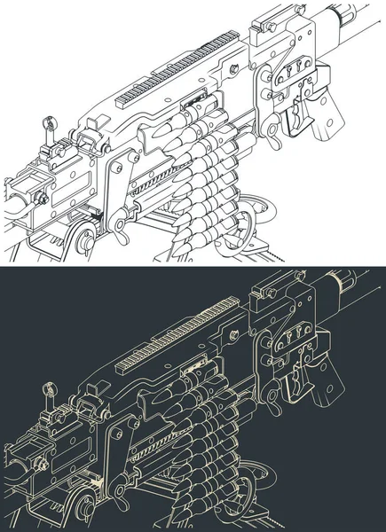 Stilizált Vektor Illusztrációk Nehéz Géppuska Közelről — Stock Vector