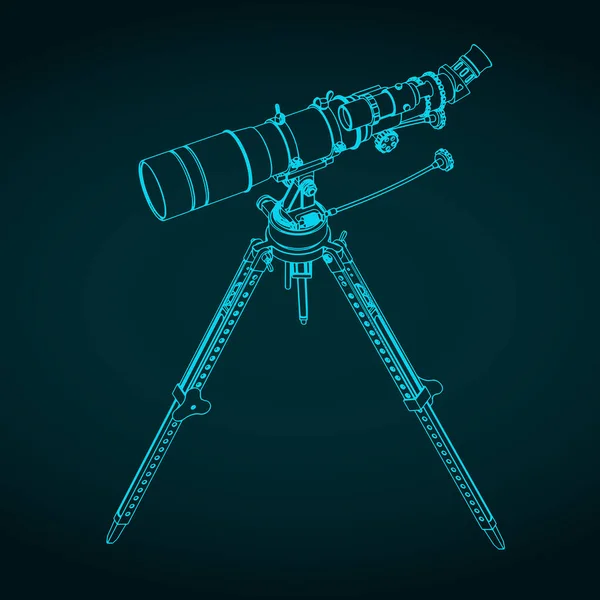 三脚の上の望遠鏡のスタイルベクトル図 — ストックベクタ