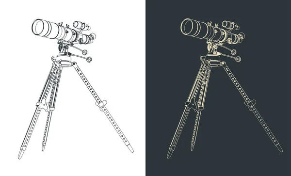 三脚の上の望遠鏡のスタイルのベクトルイラスト — ストックベクタ