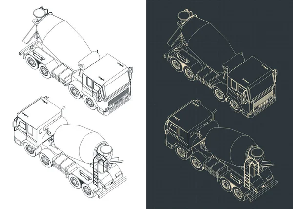 Ilustraciones Vectoriales Estilizadas Planos Isométricos Camión Hormigonera Vector De Stock