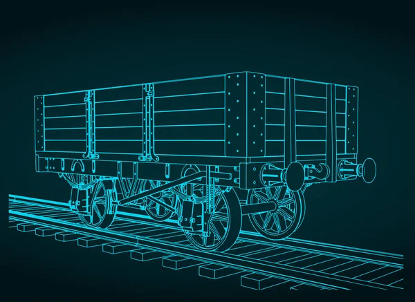 Stylizowany Wektor Ilustracji Wagon Węglowy Deski — Wektor stockowy