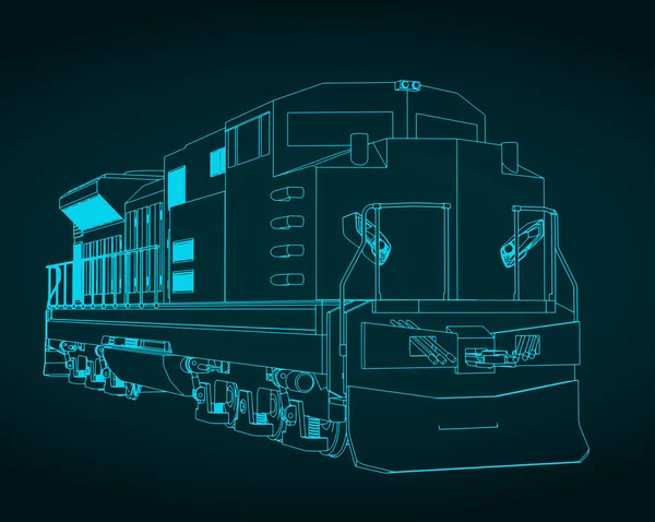 Ilustração Vetorial Estilizada Desenhos Locomotiva Diesel — Vetor de Stock