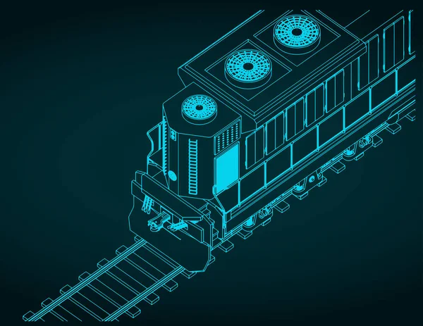 Ilustração Vetorial Estilizada Locomotiva Diesel Perto — Vetor de Stock