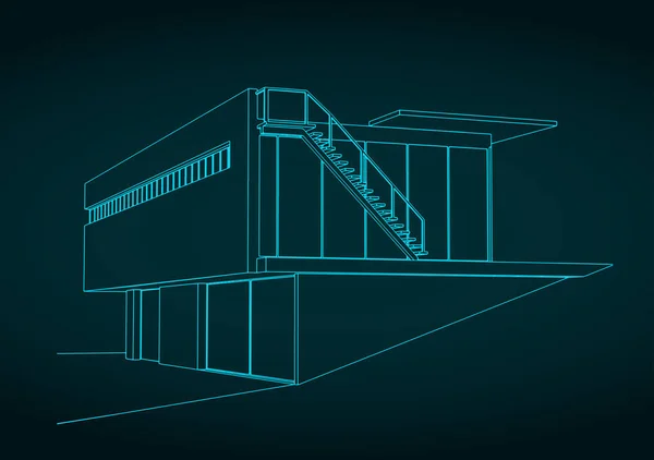 Stylizovaná Vektorová Ilustrace Moderního Domu Minimalistickém Architektonickém Stylu — Stockový vektor