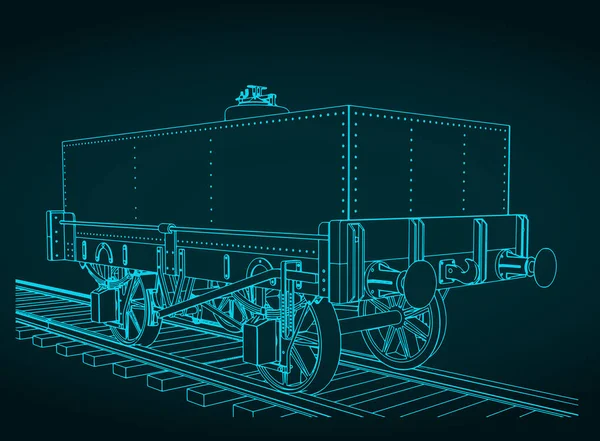 Dikdörtgen Katran Tankı Vagonunun Biçimlendirilmiş Vektör Çizimi — Stok Vektör