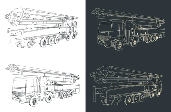 Illustrazioni Vettoriali Stilizzate Schizzi Camion Pompa Calcestruzzo — Vettoriale Stock