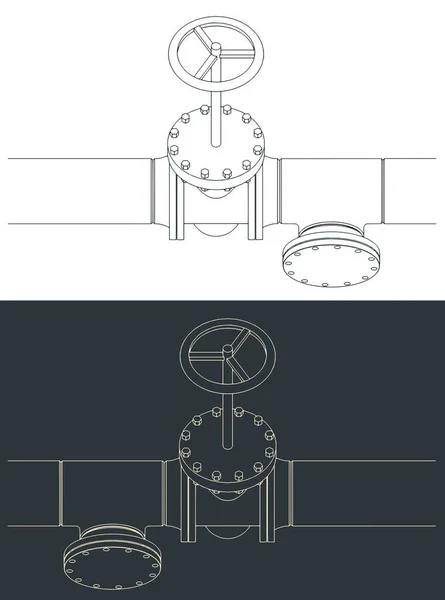 Стилизованная Векторная Иллюстрация Эскизов Труб Клапанов — стоковый вектор