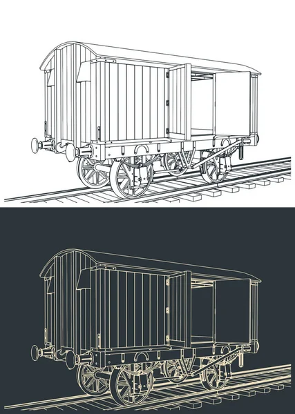 Gestileerde Vector Illustraties Van Goederen Retro Wagon — Stockvector