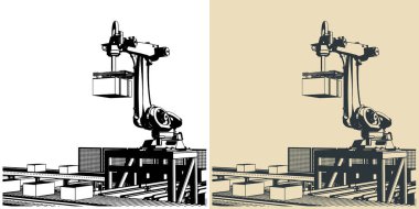 Otomatik taşıma çizgisinin biçimlendirilmiş vektör illüstrasyonu