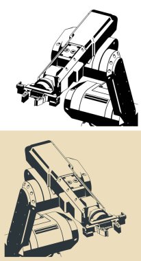 Robotik endüstriyel manipülatörün biçimlendirilmiş vektör çizimi