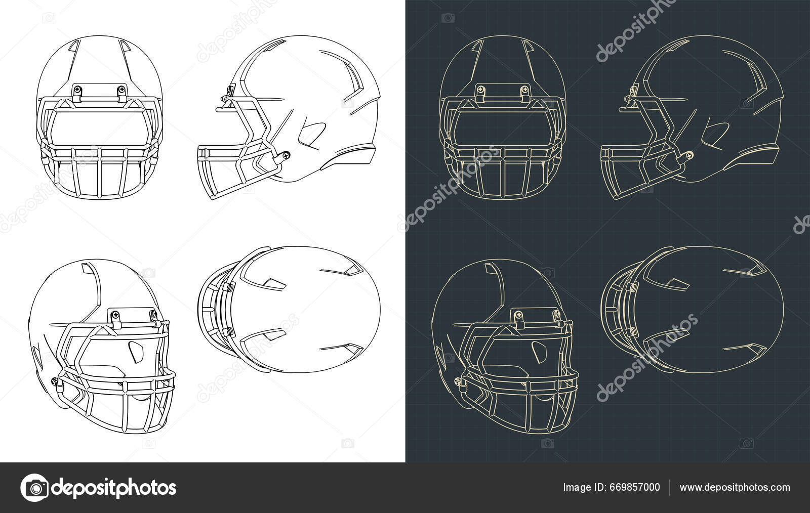 Tyylitelty Vektori Kuvituksia Piirustukset Amerikkalaisen Jalkapallon Helme  — kuvapankkivektori ©blacklight_trace 669857000