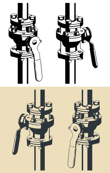 Стилізовані Векторні Ілюстрації Кульового Клапана — стоковий вектор