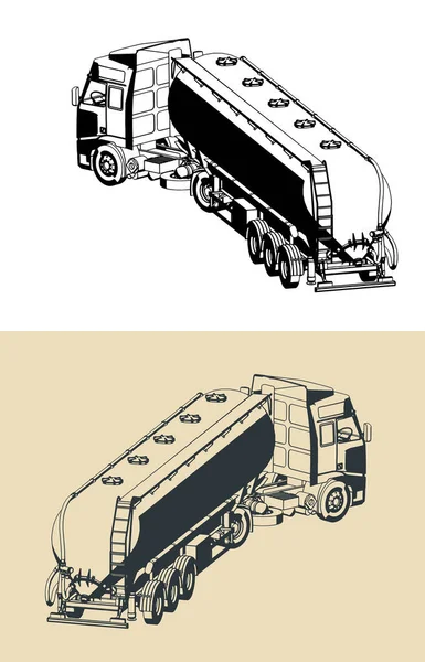 Stylized Vector Illustration Sketches Silo Truck — Stock Vector