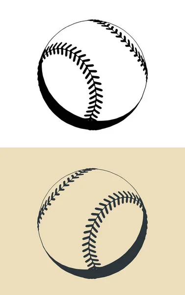 Beyzbol Topunun Çiziminin Biçimlendirilmiş Vektör Çizimleri — Stok Vektör