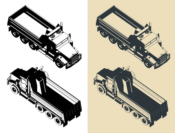Gestileerde Vector Illustraties Van Dump Truck — Stockvector