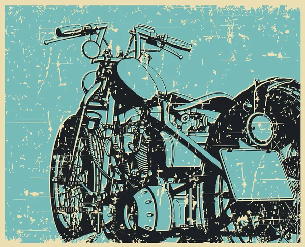 Ilustración Vectorial Estilizada Cartel Retro Primer Plano Clásico Motocicleta Vintage Vector De Stock