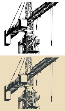 İnşaat vincinin biçimlendirilmiş vektör çizimleri