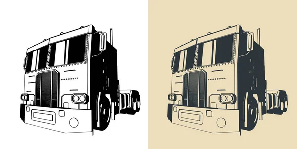 Stilisierte Vektorillustrationen Des Lkw Traktors Vektorgrafiken