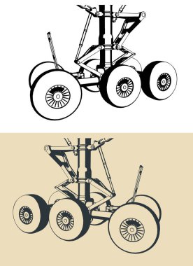 Uçak ana iniş takımlarının stilize vektör çizimleri