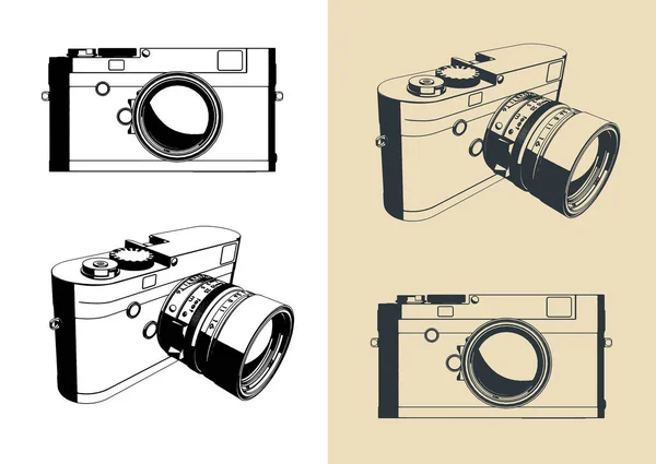 Illustrations Vectorielles Stylisées Caméra Télémétrique Sans Miroir — Image vectorielle