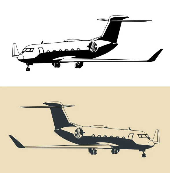 Stilisierte Vektorillustrationen Des Privaten Business Jets — Stockvektor
