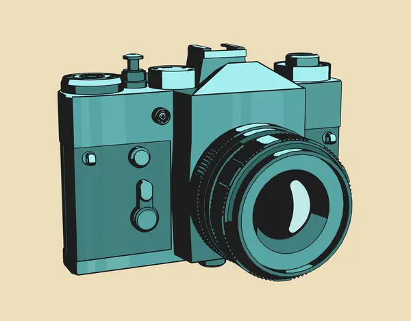 Ilustração Vetorial Estilizada Câmera Filme Slr Retro — Vetor de Stock