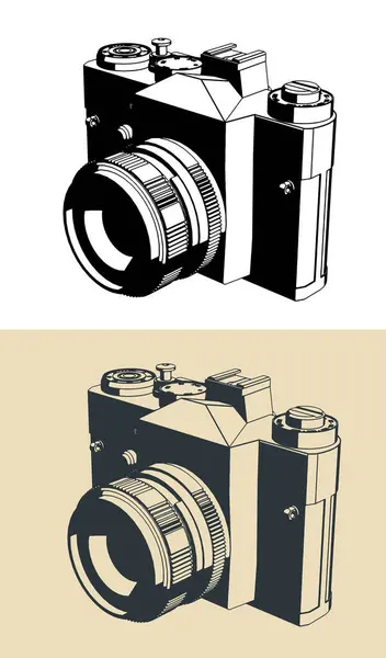 Stilisierte Vektorillustration Der Retro Spiegelreflexkamera — Stockvektor