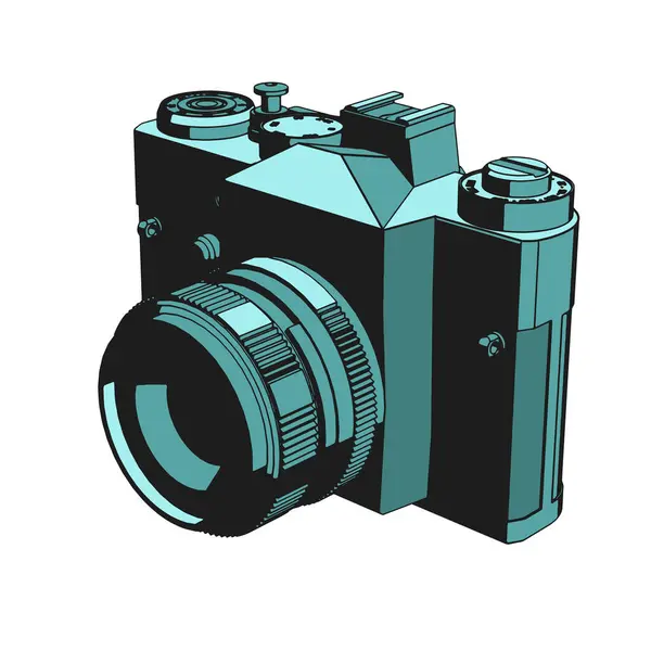 Retro Slr Film Kamerasının Biçimlendirilmiş Vektör Illüstrasyonu — Stok Vektör