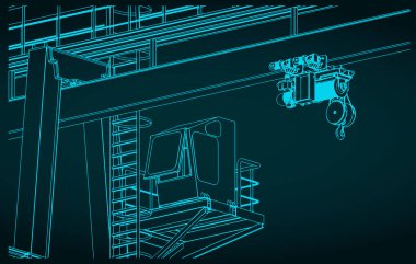 Gantry vincinin stilize edilmiş vektör çizimi. Yaklaş. Şablon biçimi