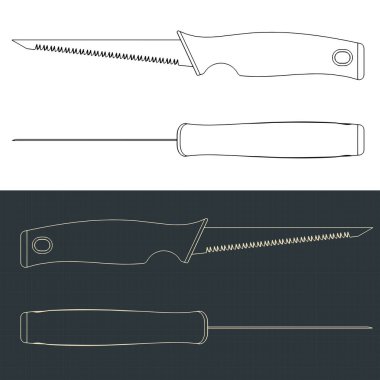 Alçıpan testeresinin planlarının biçimlendirilmiş vektör çizimleri