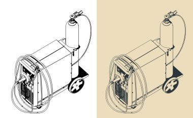 Kaynak makinesi ve kaynak makinesi kaynak makinesinde metal kesmek ve kaynak yapmak için.