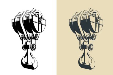 Büyük bir vinç kancasının stilize edilmiş vektör çizimi