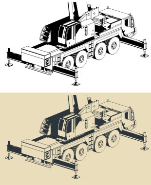 Güçlü uzun teleskopik patlaması olan hareketli vinç tasviri