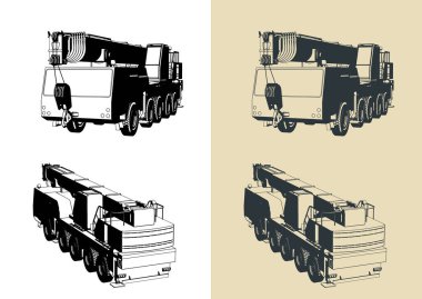 Güçlü uzun teleskopik patlama ile taşınabilir vinç tasviri