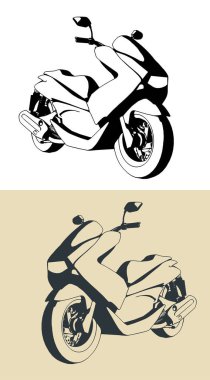 Şehir içi sürüş için mobiletin stilize vektör çizimleri